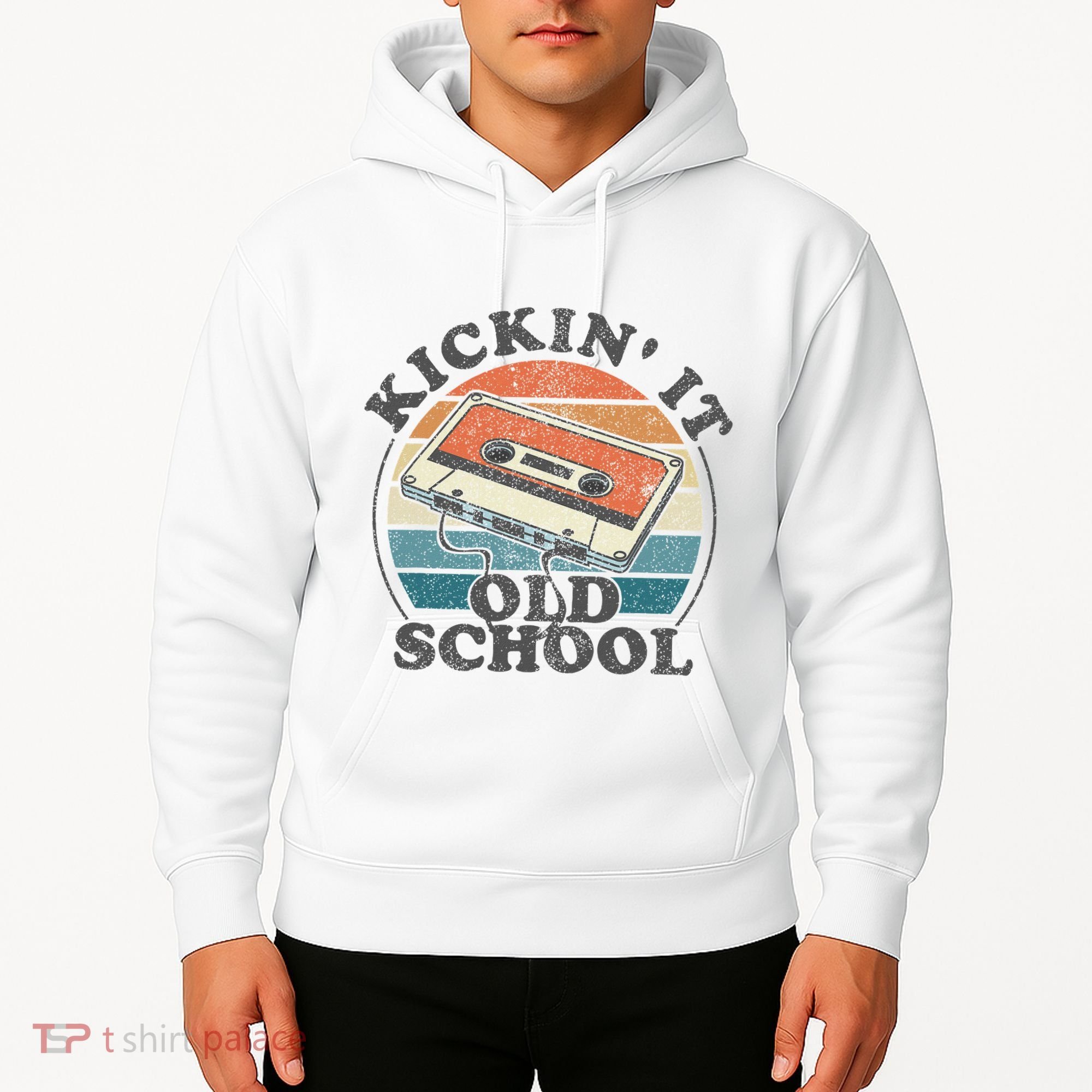 Kickin It Old School Retro 80s Cassette Tape Music Mix Gift Hoodie