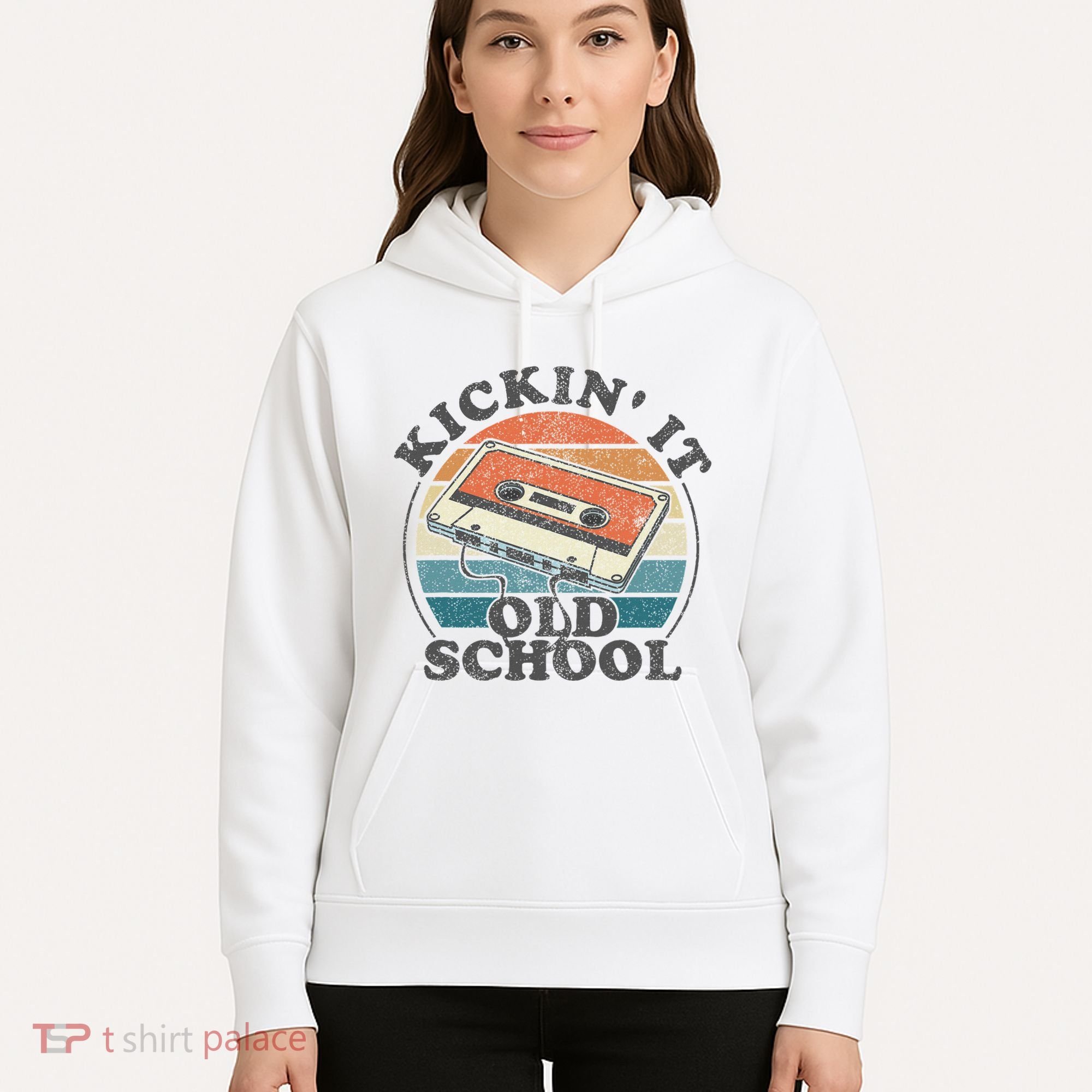 Kickin It Old School Retro 80s Cassette Tape Music Mix Gift Hoodie