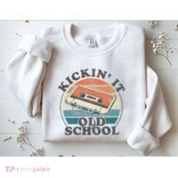 Kickin It Old School Retro 80s Cassette Tape Music Mix Gift Sweatshirt thumb 2