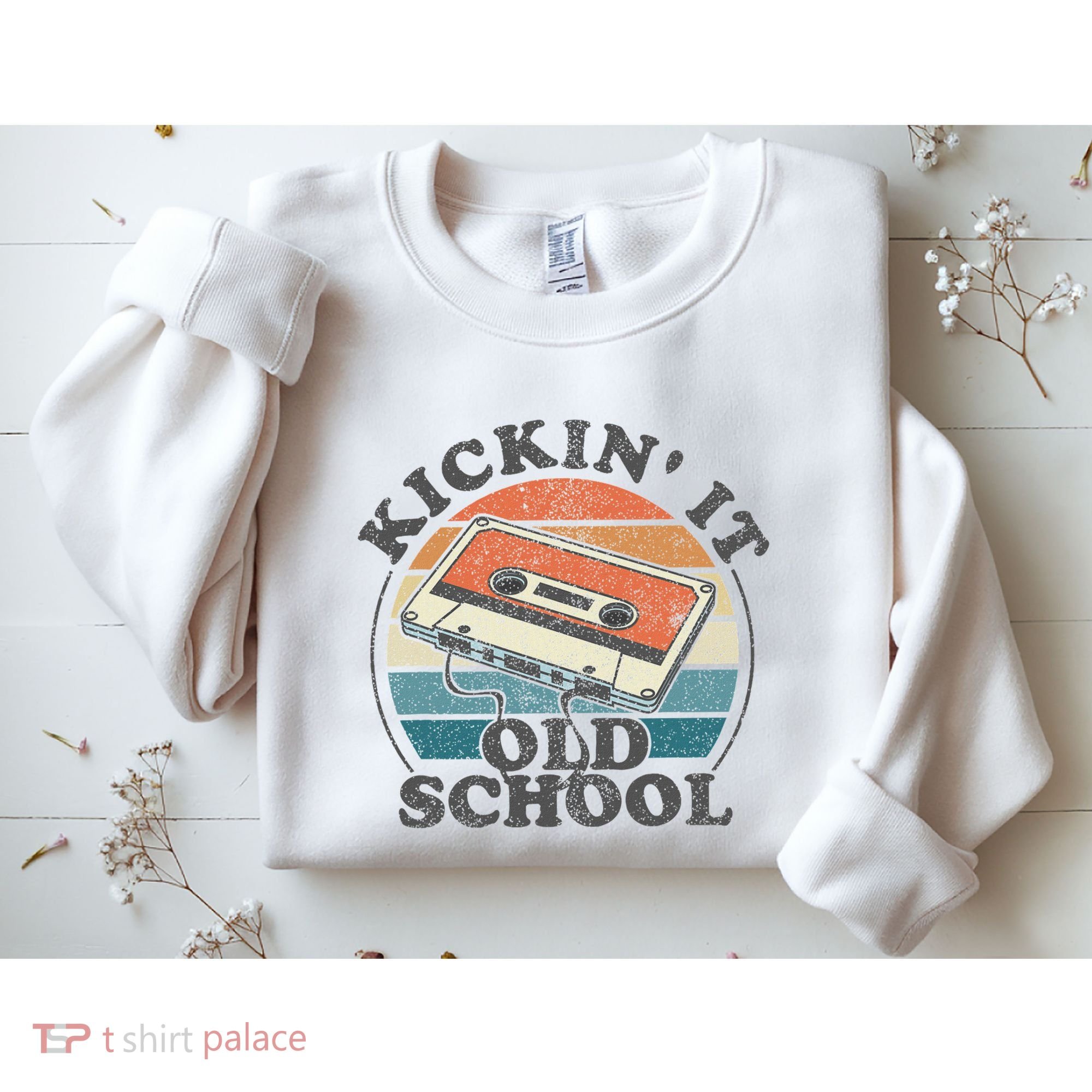 Kickin It Old School Retro 80s Cassette Tape Music Mix Gift Sweatshirt