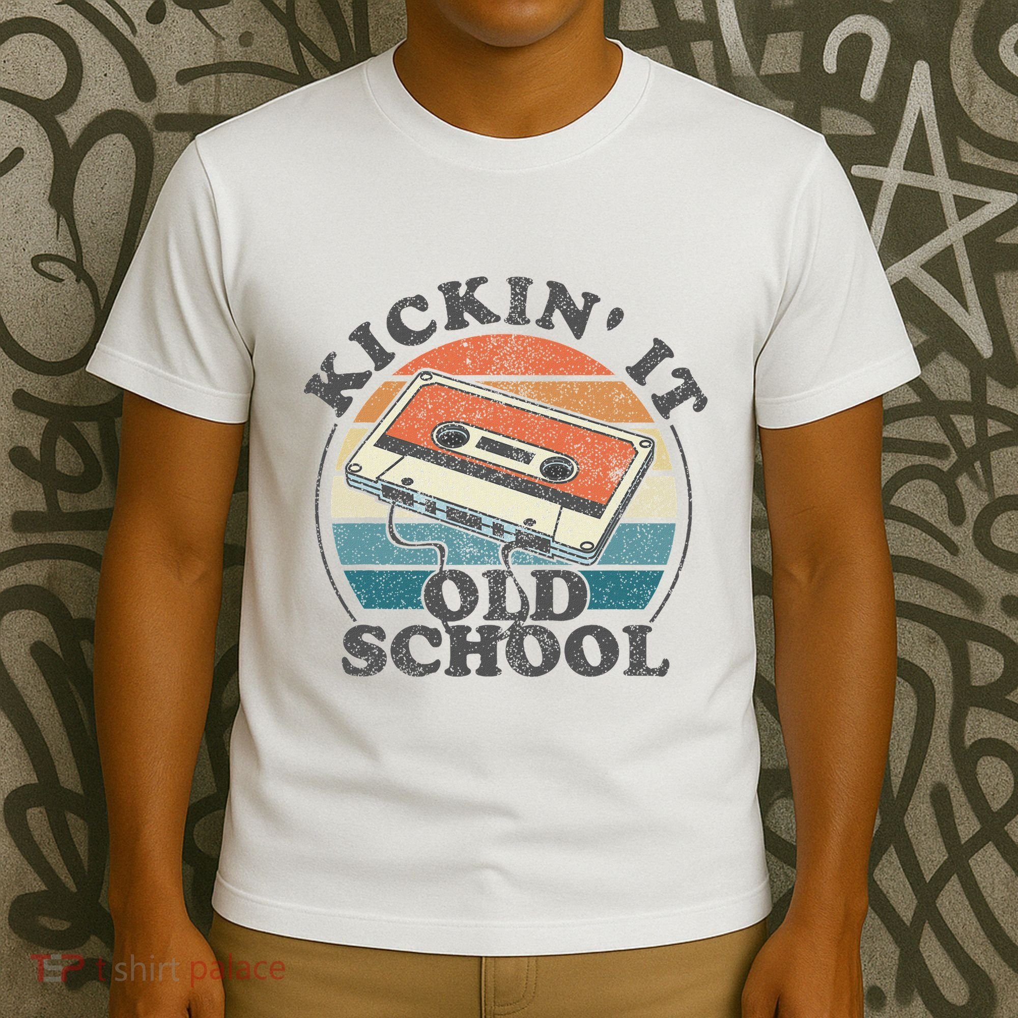 Kickin It Old School Retro 80s Cassette Tape Music Mix Gift T-Shirt