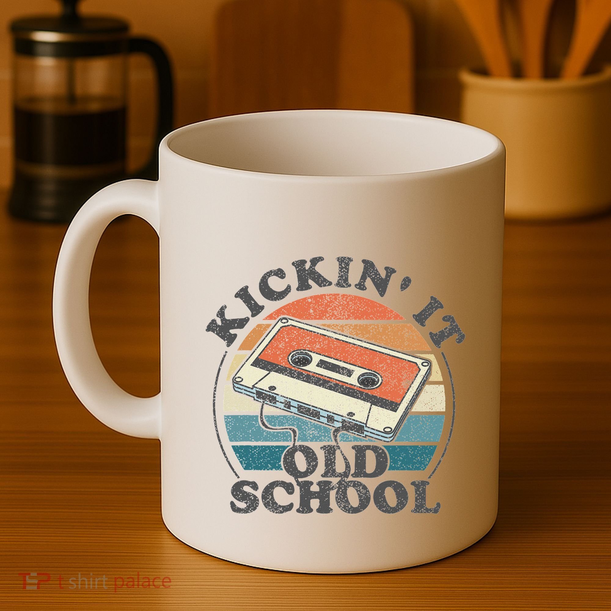 Kickin It Old School Retro 80s Cassette Tape Music Mix Gift Coffee Mug