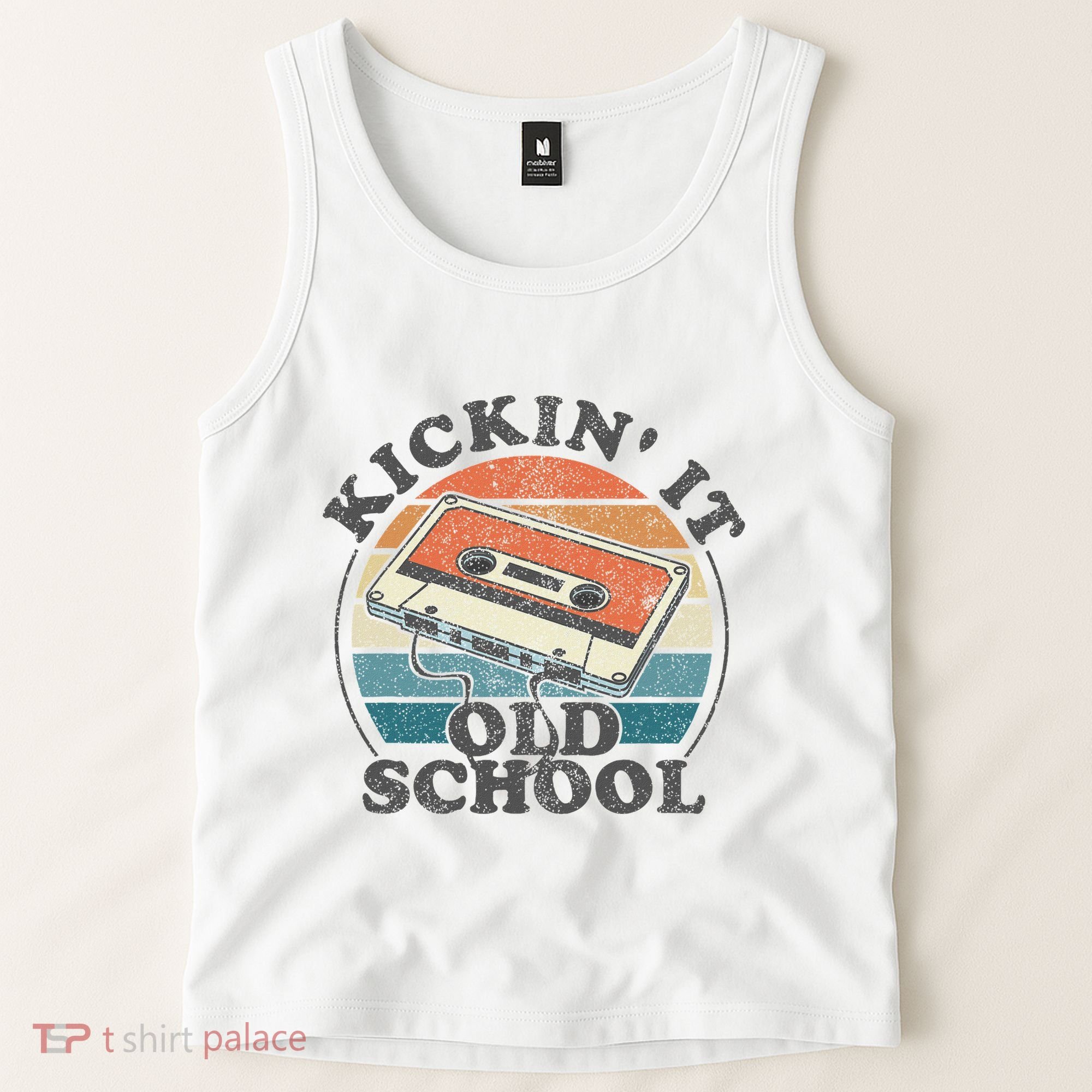 Kickin It Old School Retro 80s Cassette Tape Music Mix Gift Tank Top
