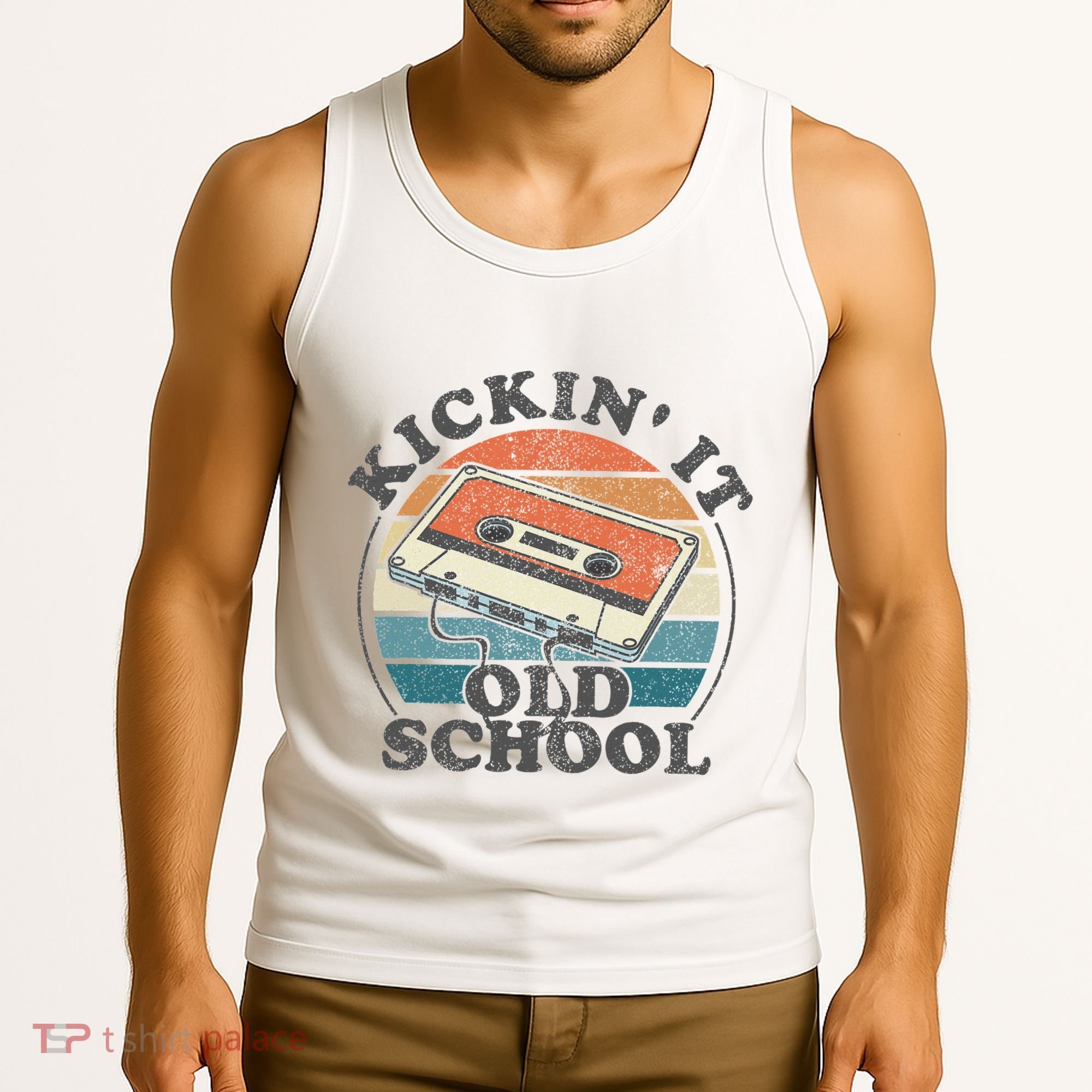 Kickin It Old School Retro 80s Cassette Tape Music Mix Gift Tank Top