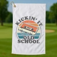 Kickin It Old School Retro 80s Cassette Tape Music Mix Gift Golf Towel thumb 1