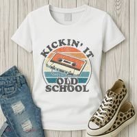 Kickin It Old School Retro 80s Cassette Tape Music Mix Gift Women's T-Shirt thumb 3