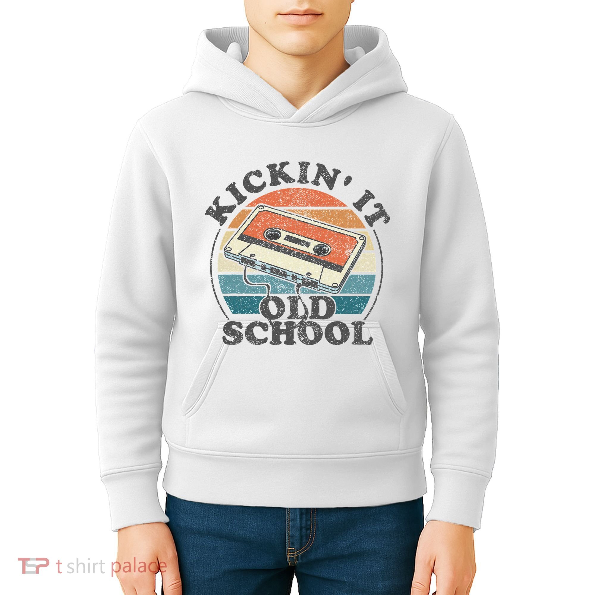 Kickin It Old School Retro 80s Cassette Tape Music Mix Gift Kids Hoodie
