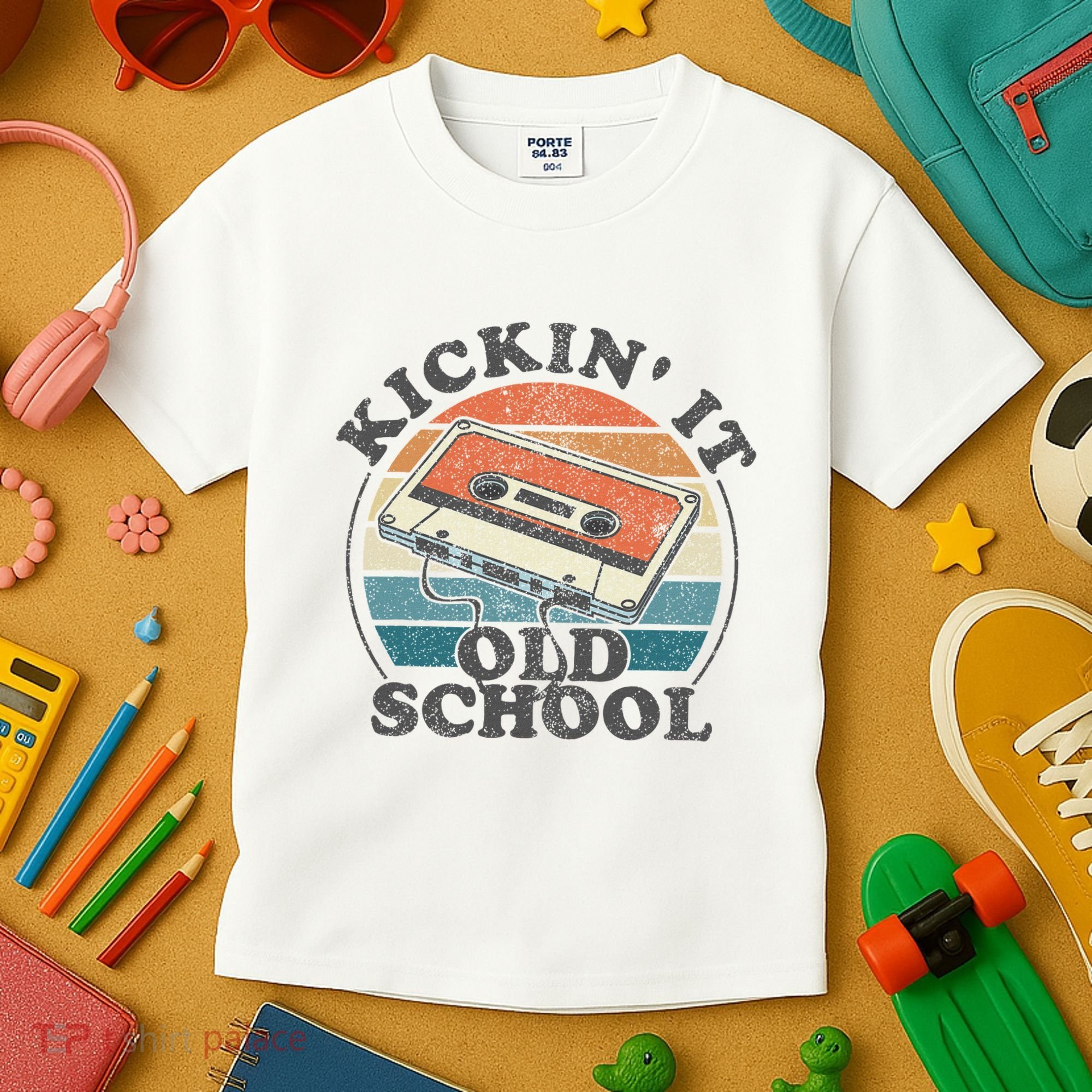 Kickin It Old School Retro 80s Cassette Tape Music Mix Gift Kids T-Shirt
