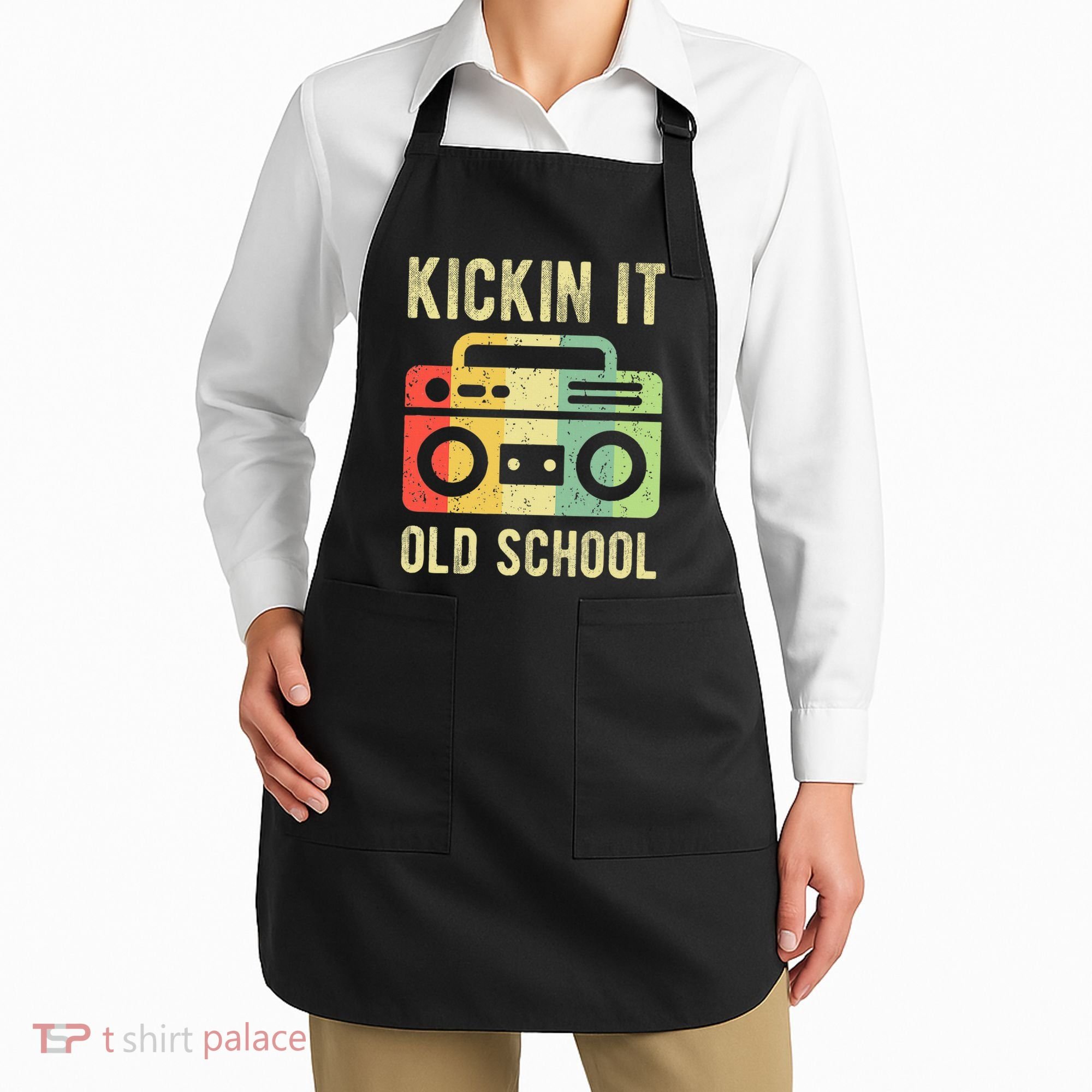 Kickin It Old School 80s 90s Retro Music Apron