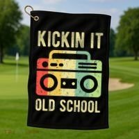 Kickin It Old School 80s 90s Retro Music Golf Towel thumb 1