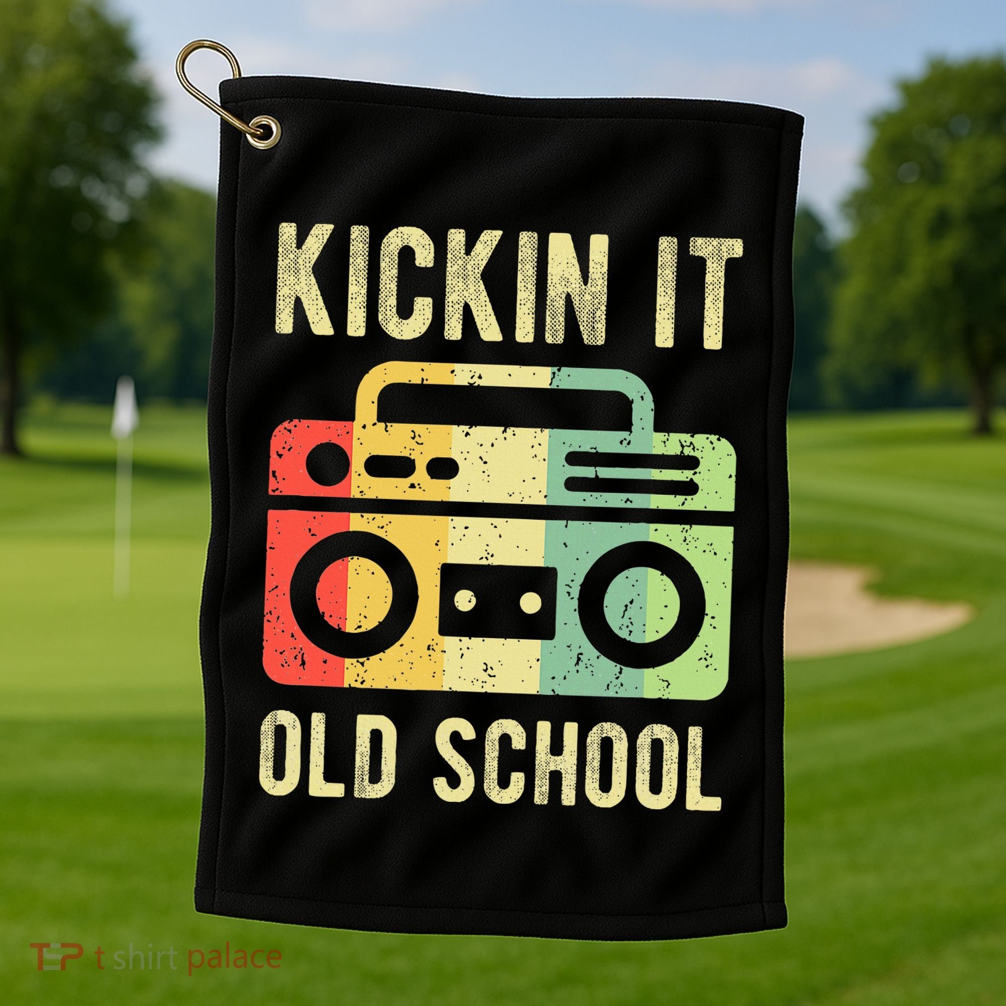 Kickin It Old School 80s 90s Retro Music Golf Towel