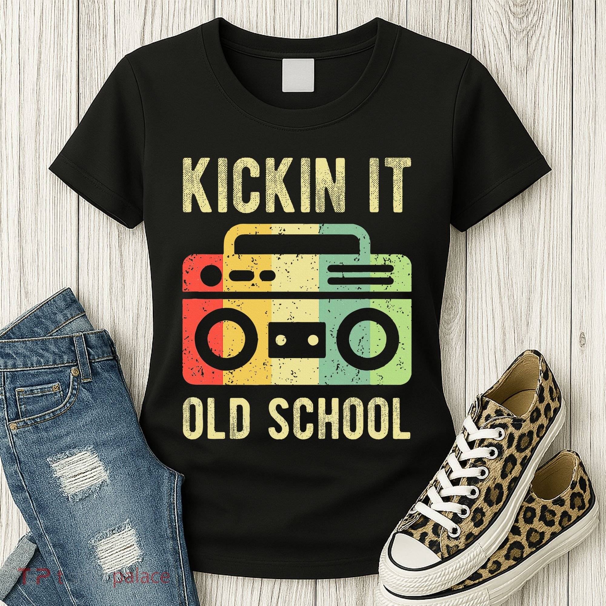 Kickin It Old School 80s 90s Retro Music Women's T-Shirt