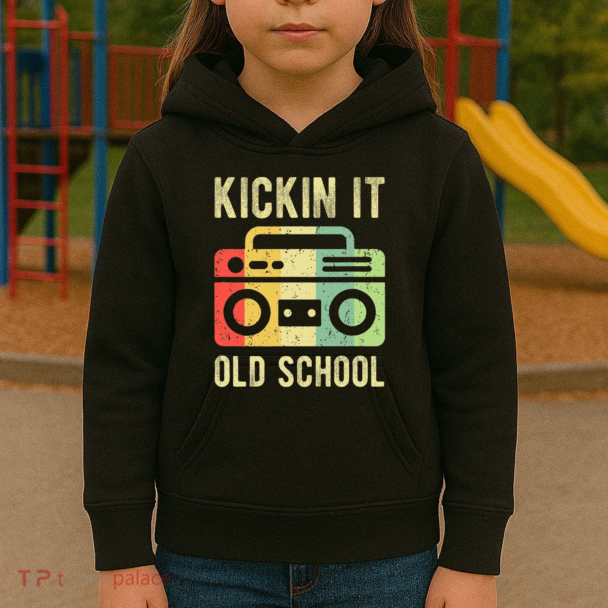 Kickin It Old School 80s 90s Retro Music Kids Hoodie