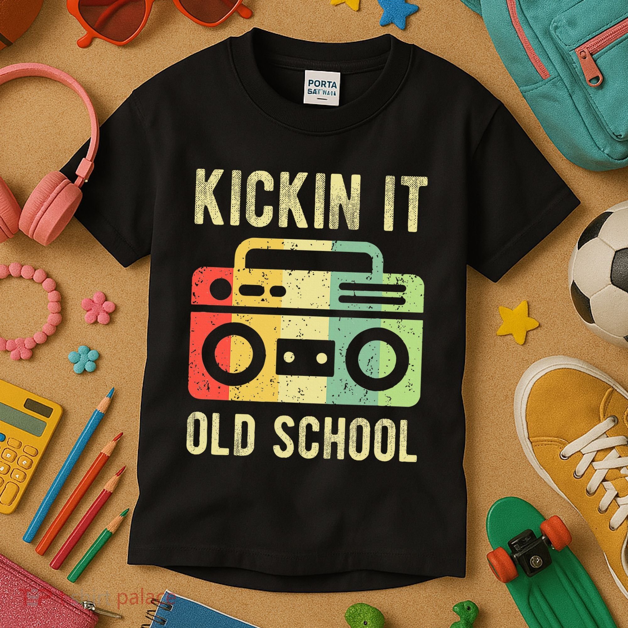 Kickin It Old School 80s 90s Retro Music Kids T-Shirt