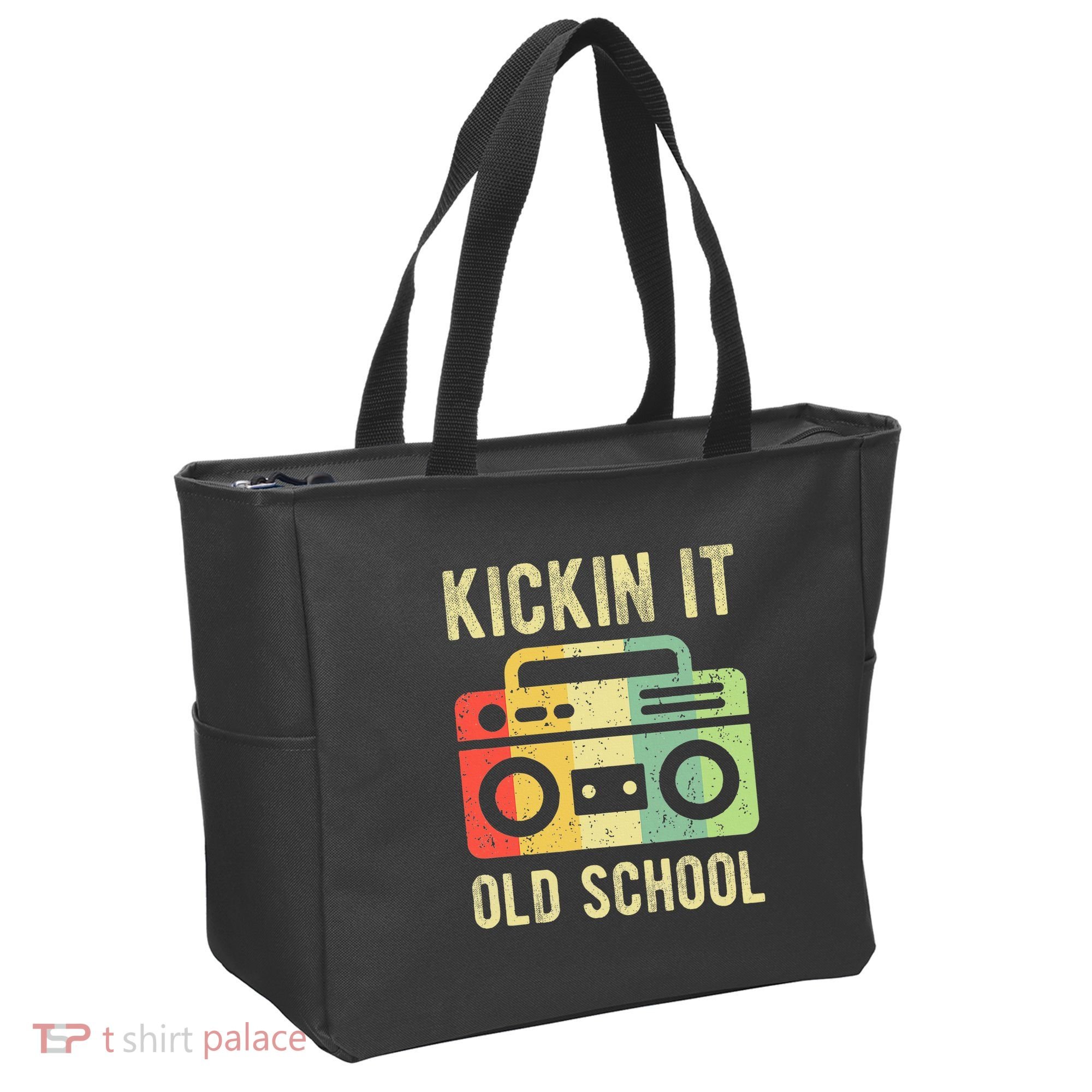 Kickin It Old School 80s 90s Retro Music Tote Bag