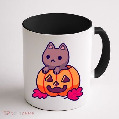 Kitten In pumpkin Cute Halloween Coffee Mug back
