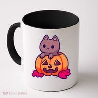 Kitten In pumpkin Cute Halloween Coffee Mug thumb 0