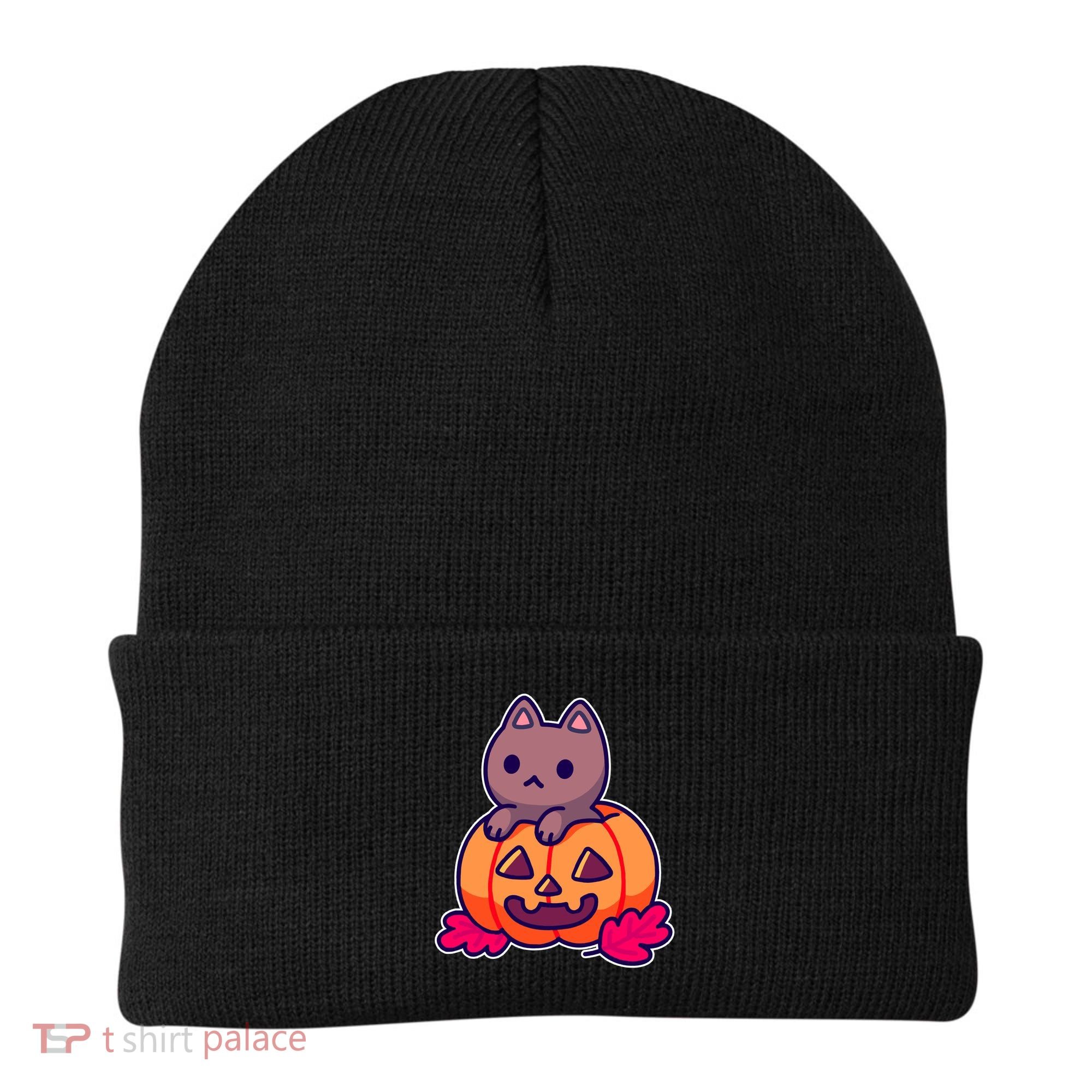 Kitten In pumpkin Cute Halloween Beanie