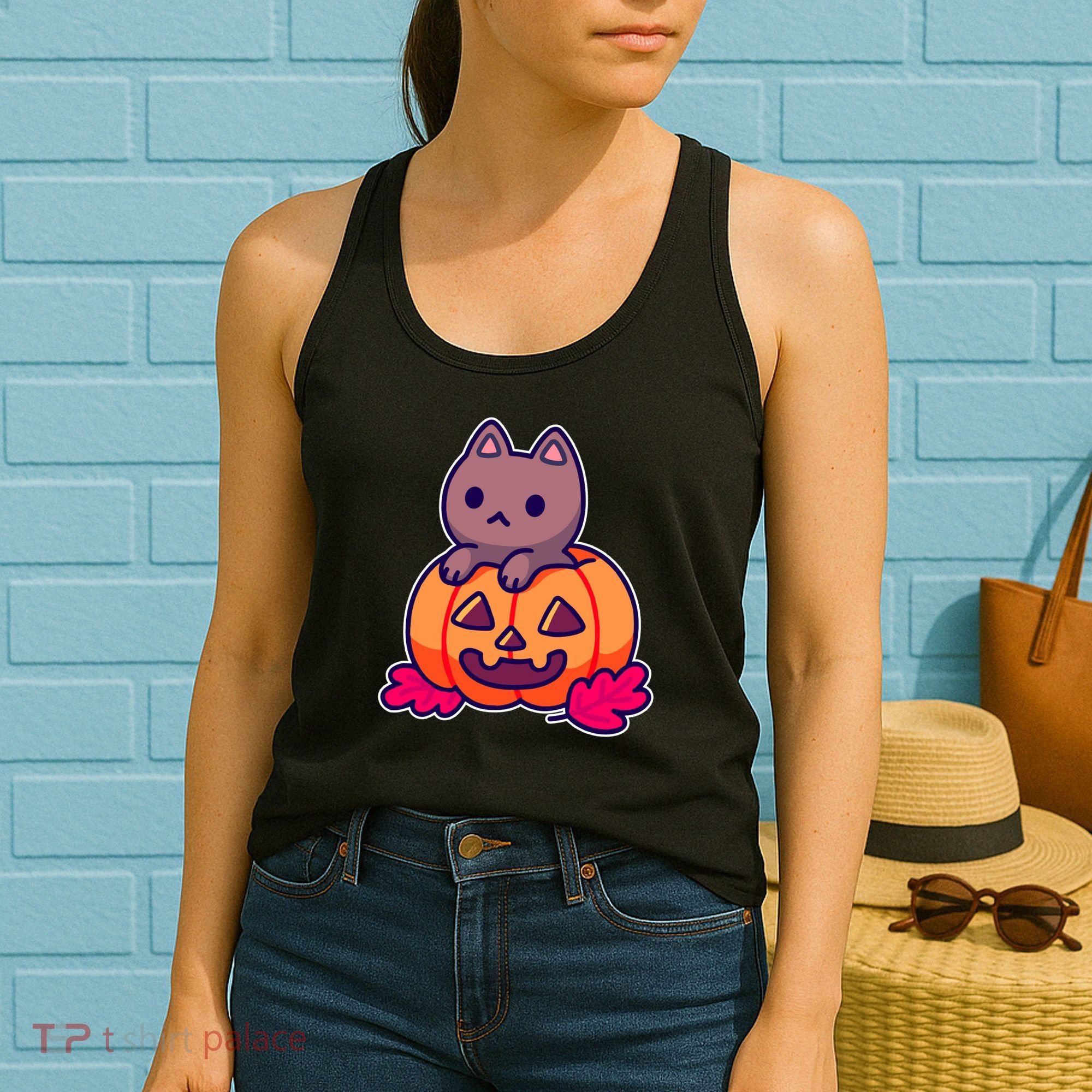 Kitten In pumpkin Cute Halloween Women's Tank Top