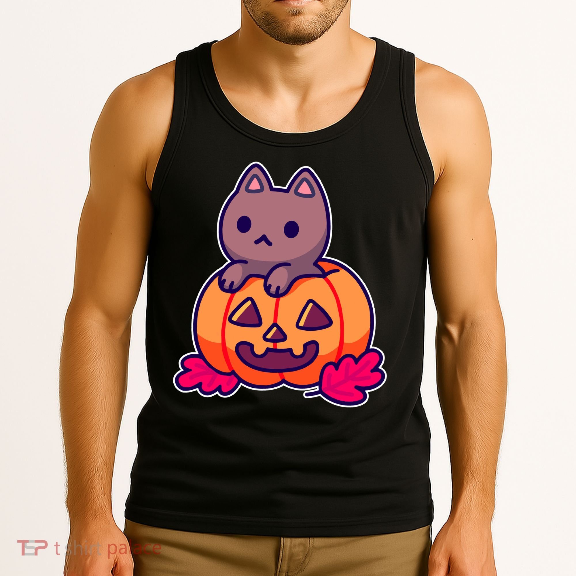 Kitten In pumpkin Cute Halloween Tank Top