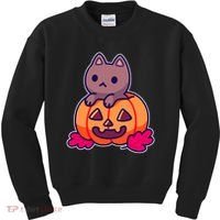 Kitten In pumpkin Cute Halloween Kids Sweatshirt thumb 0