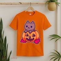 Kitten In pumpkin Cute Halloween T-Shirt thumb 2