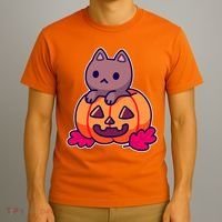 Kitten In pumpkin Cute Halloween T-Shirt thumb 3