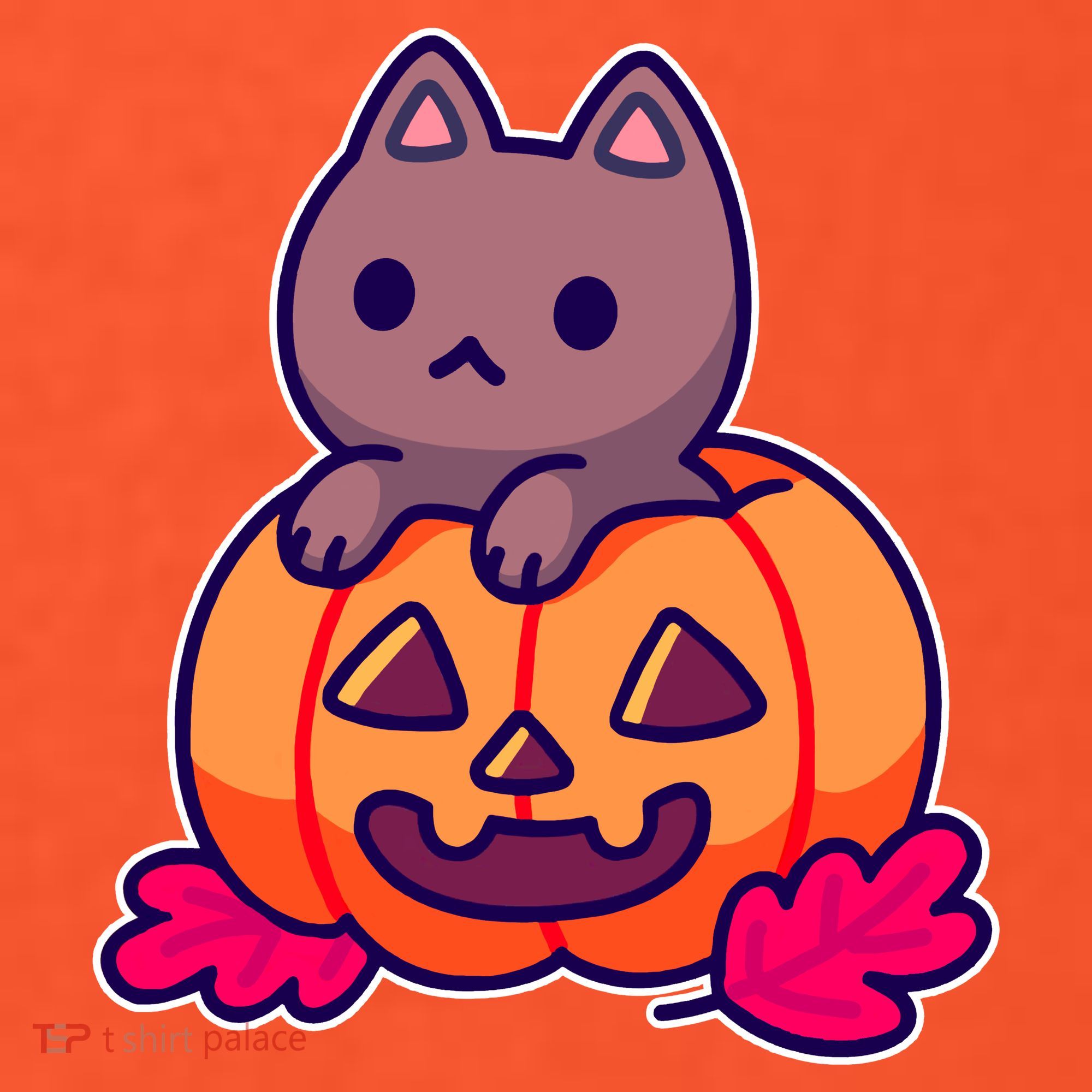 Kitten In pumpkin Cute Halloween Button