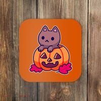 Kitten In pumpkin Cute Halloween Coaster thumb 0