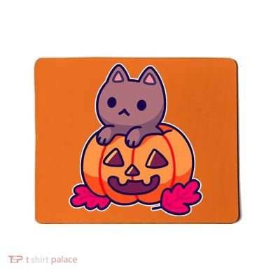 Kitten In pumpkin Cute Halloween Mousepad