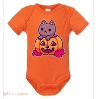 Kitten In pumpkin Cute Halloween Baby Bodysuit thumb 0