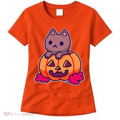 Kitten In pumpkin Cute Halloween Women's T-Shirt