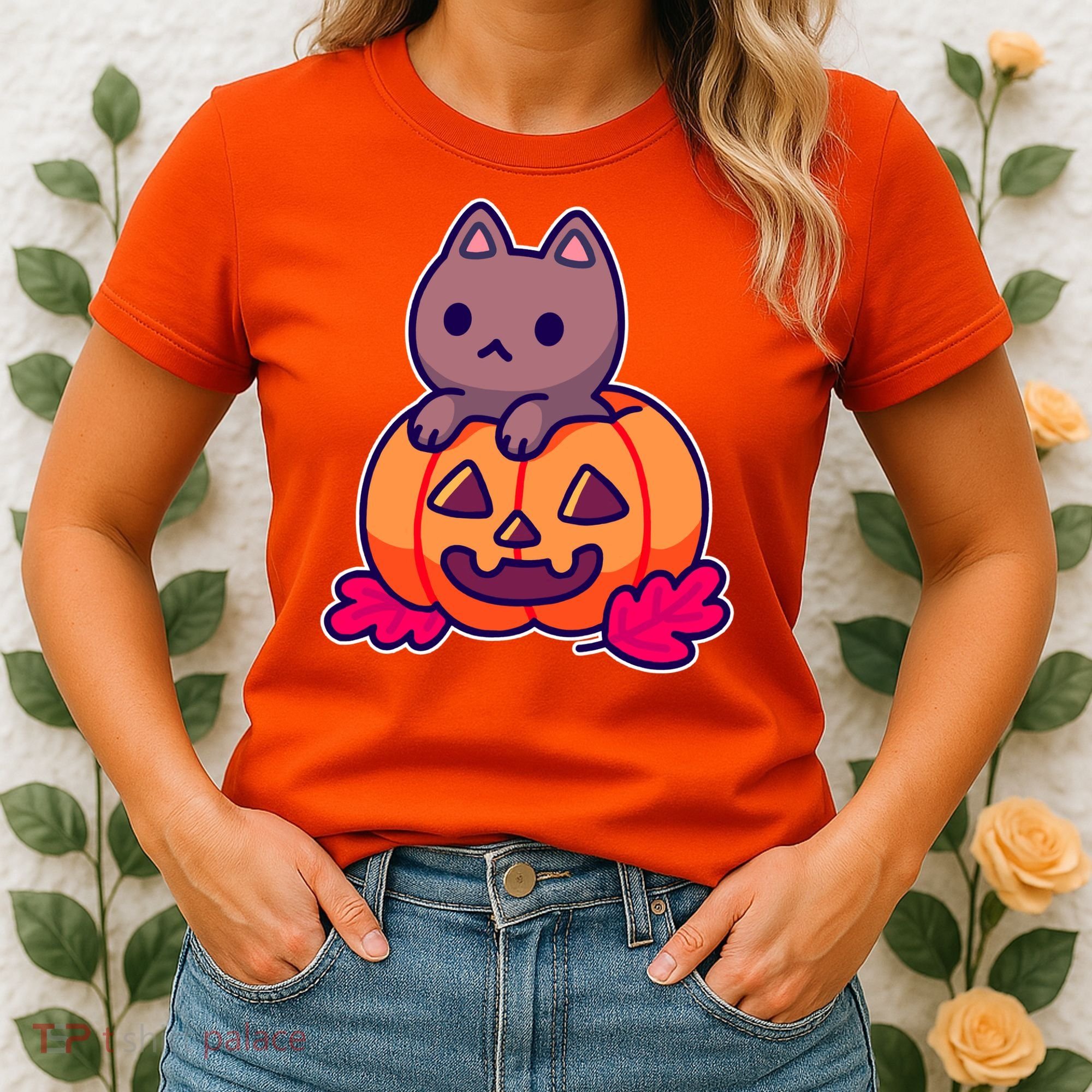 Kitten In pumpkin Cute Halloween Women's T-Shirt