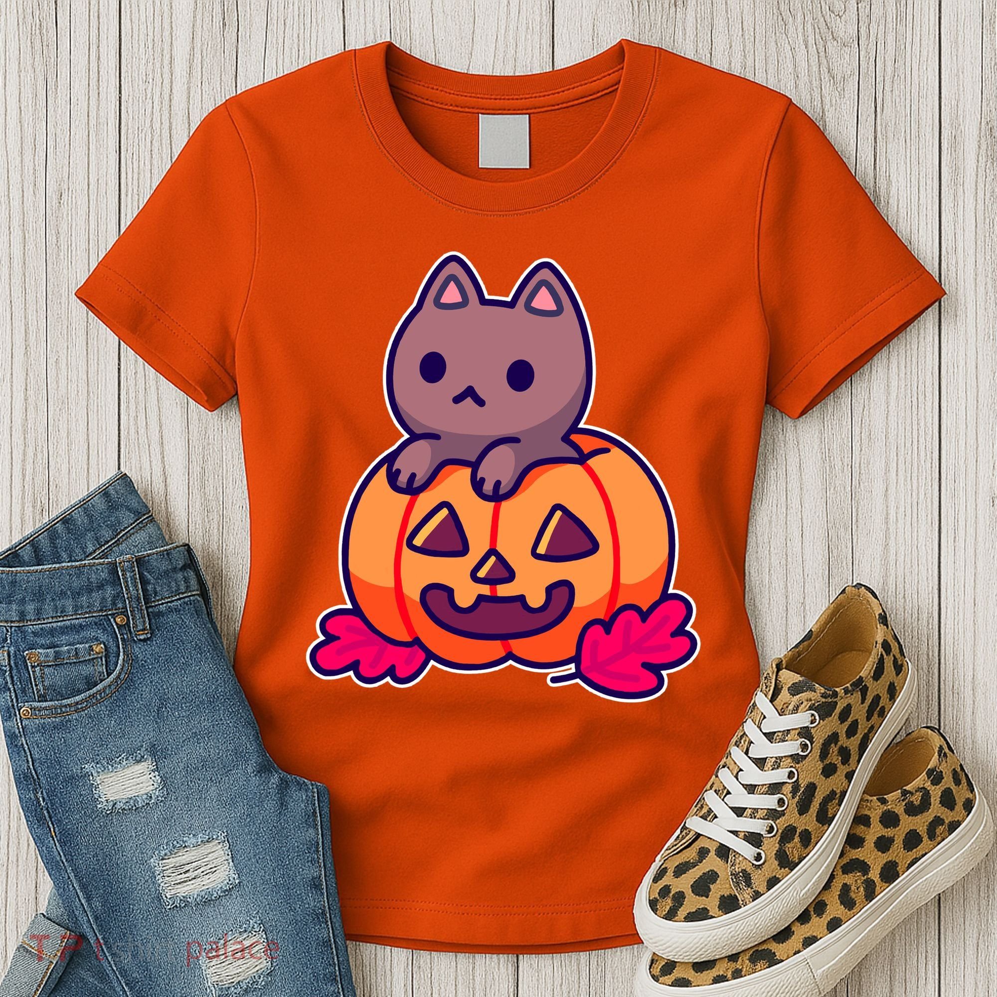Kitten In pumpkin Cute Halloween Women's T-Shirt