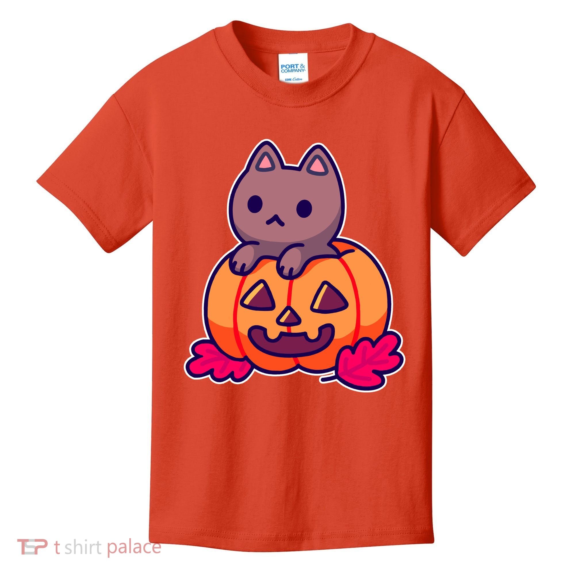 Kitten In pumpkin Cute Halloween Kids T-Shirt