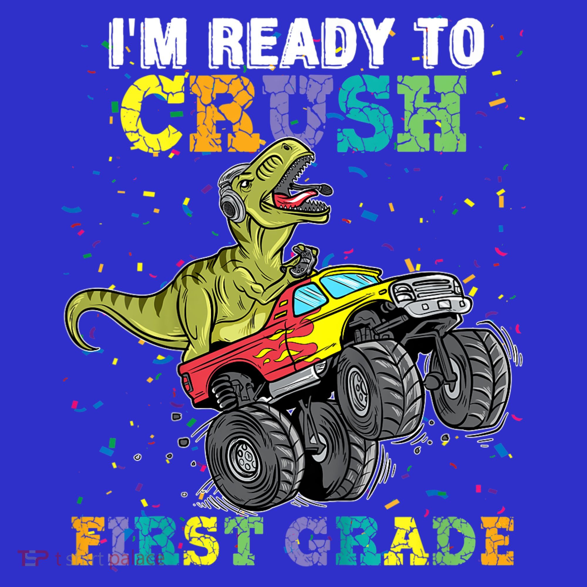 Kids I'm Ready To Crush First Grade Monster Truck Dinosaur Boys Back To School Women's Tank Top