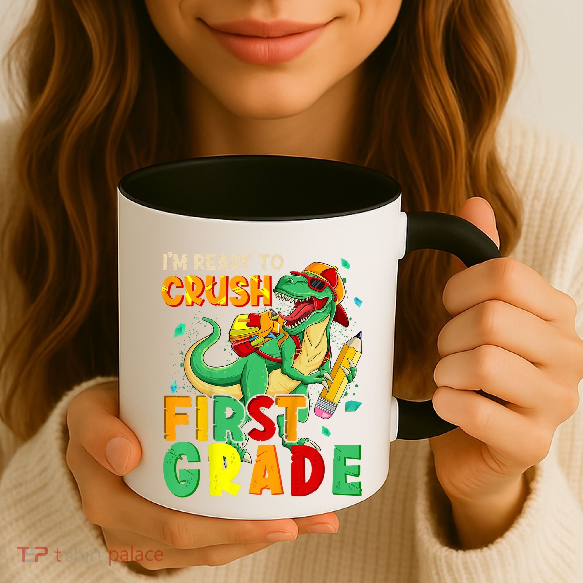 Kids Im Ready To Crush First Grade Back To School Dinosaur Coffee Mug