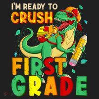 Kids Im Ready To Crush First Grade Back To School Dinosaur Tumbler thumb 3
