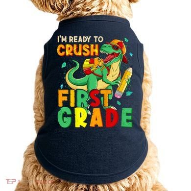 Kids Im Ready To Crush First Grade Back To School Dinosaur Doggie Tank
