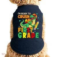Kids Im Ready To Crush First Grade Back To School Dinosaur Doggie Tank thumb 0