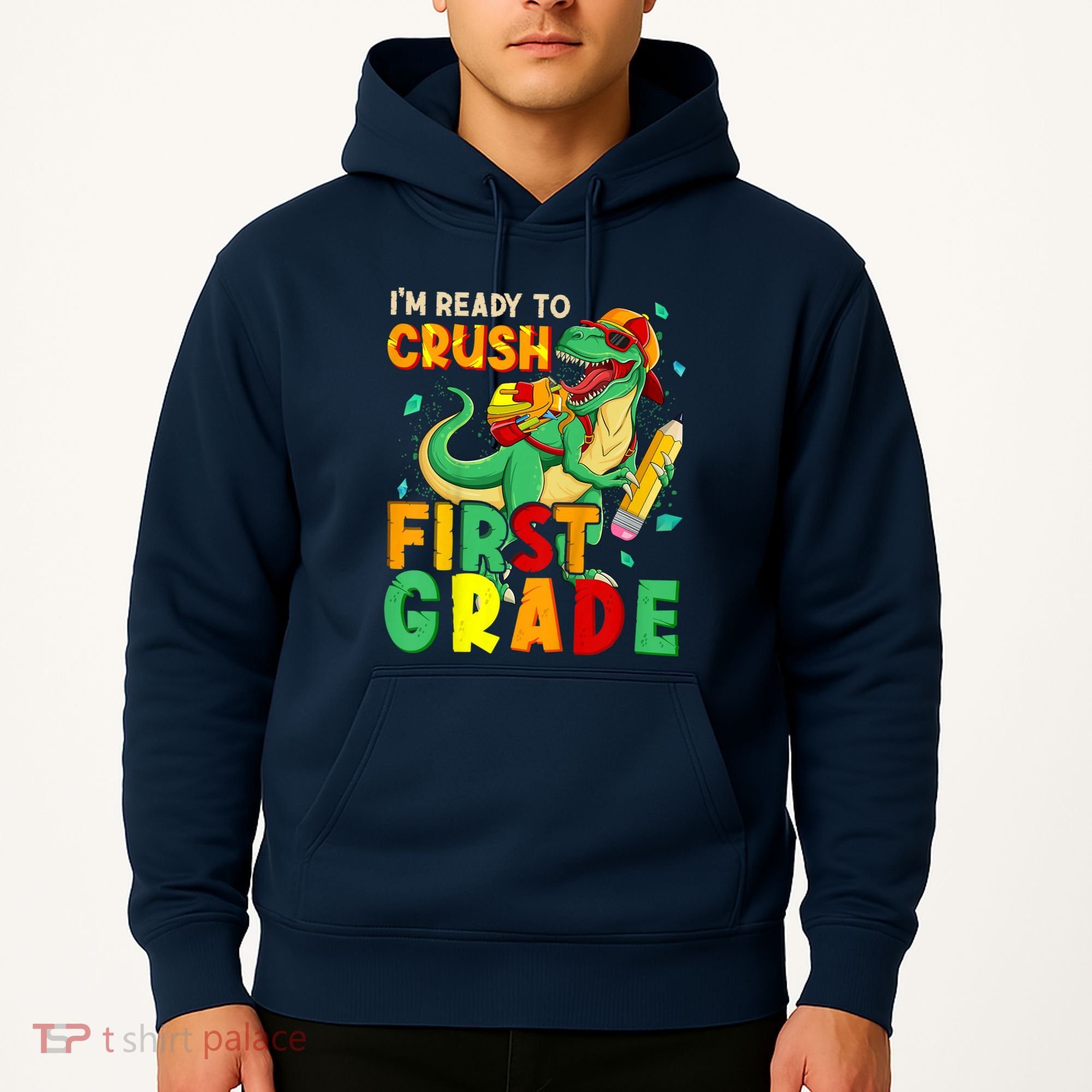 Kids Im Ready To Crush First Grade Back To School Dinosaur Hoodie