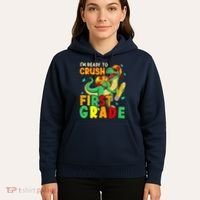 Kids Im Ready To Crush First Grade Back To School Dinosaur Hoodie thumb 5