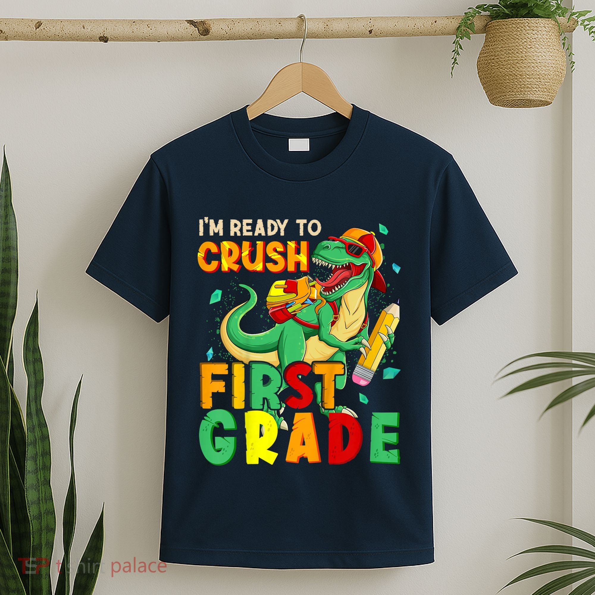 Kids Im Ready To Crush First Grade Back To School Dinosaur T-Shirt