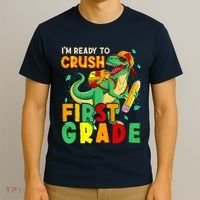 Kids Im Ready To Crush First Grade Back To School Dinosaur T-Shirt thumb 3