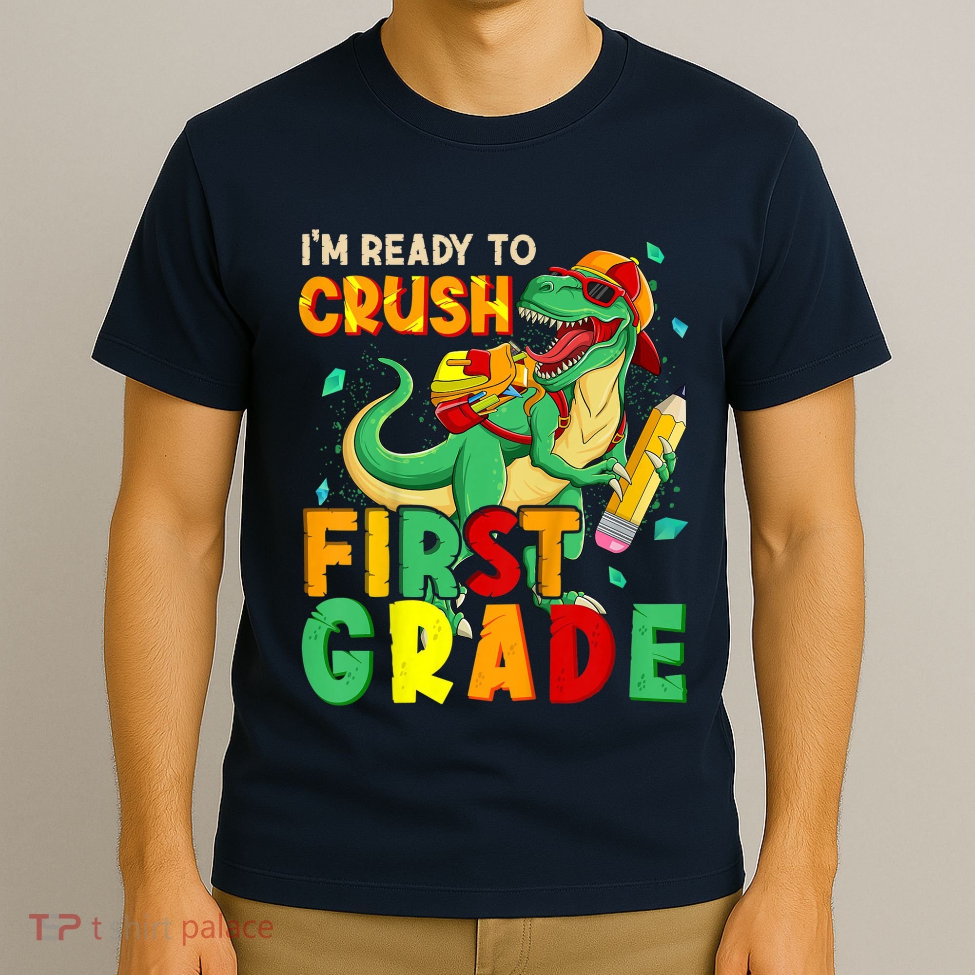 Kids Im Ready To Crush First Grade Back To School Dinosaur T-Shirt