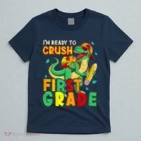 Kids Im Ready To Crush First Grade Back To School Dinosaur T-Shirt thumb 5