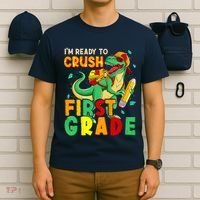 Kids Im Ready To Crush First Grade Back To School Dinosaur T-Shirt thumb 6