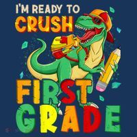 Kids Im Ready To Crush First Grade Back To School Dinosaur Women's Hoodie thumb 2