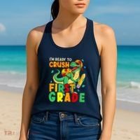 Kids Im Ready To Crush First Grade Back To School Dinosaur Women's Tank Top thumb 2