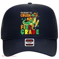 Kids Im Ready To Crush First Grade Back To School Dinosaur Hat thumb 0